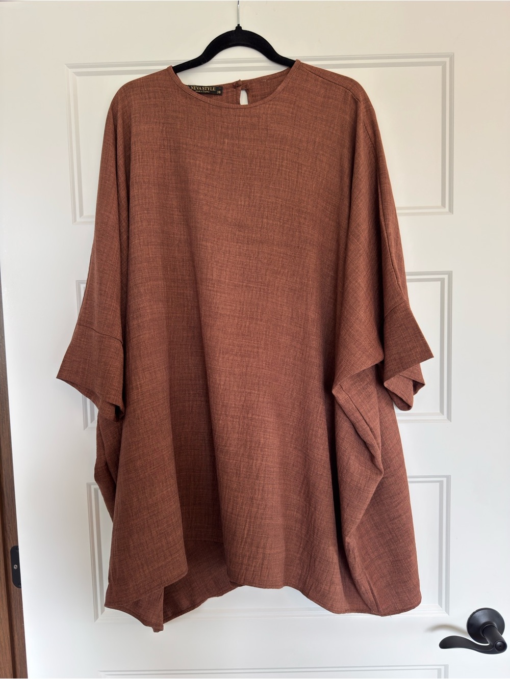 Oversized Quarter-Sleeve Shirt/Mini Dress in Rust